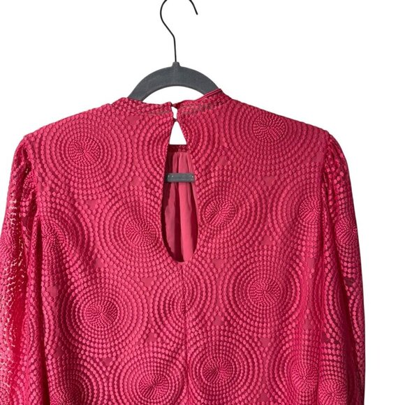 Trina Turk Hot Pink Textured Shift Dress With Circle Design & Keyhole Back size - Picture 5 of 6